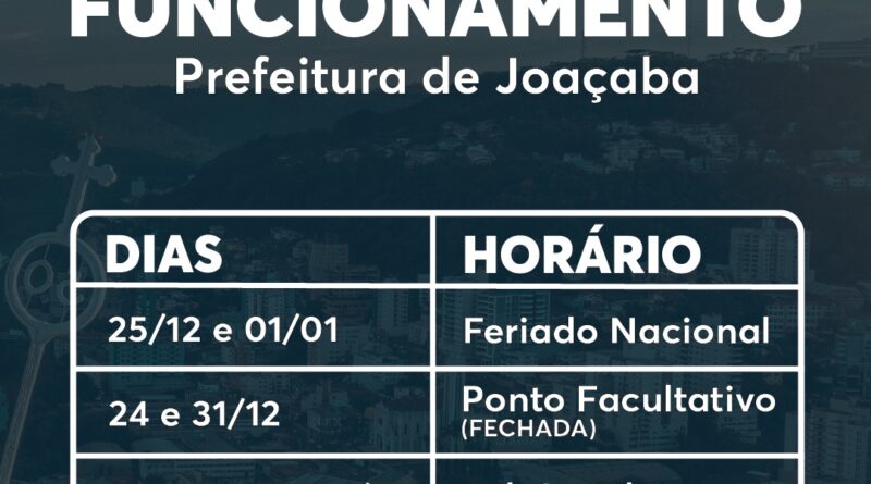 Prefeitura de Joaçaba fará turno especial de trabalho neste final de ano